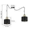 Lampa wisząca typu pająk, 2 metalowe, czarne klosze 12 cm ze złotym wykończeniem, E27 LIGHT HOME