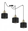 Lampa wisząca typu pająk, 3 czarne metalowe klosze 12 cm, złote wykończenie, E27 LIGHT HOME