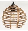 Lampa wisząca typu pająk, klosz drewniana kula ażurowa 21 cm z poziomymi lamelami, okrągła podsufitka, E27 LIGHT HOME