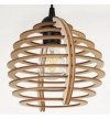 Lampa wisząca na szerokiej listwie 60 cm, 3 drewniane klosze w kształcie ażurowych kul z poziomych lameli 21 cm, E27 LIGHT HOME