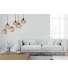 Lampa wisząca z prostokątną podsufitką 60 cm, 6 drewnianych kloszy 21 cm w formie ażurowych kul, E27 LIGHT HOME