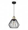 Lampa wisząca zwis, druciany czarny klosz metalowy 18 cm ze złotym wykończeniem, podsufitka 8 cm, E27 LIGHT HOME