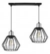 Lampa wisząca na szerokiej listwie 40 cm, 2 klosze druciane czarne metalowe 18 cm ze srebrnym, chromowanym wykończeniem, E27 LIGHT HOME