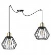 Lampa wisząca typu pająk, 2 klosze druciane czarne metalowe 18 cm ze złotym wykończeniem, E27 LIGHT HOME