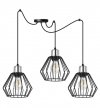 Lampa wisząca typu pająk, 3 czarne druciane klosze 18 cm, srebrne, chromowane wykończenie, E27 LIGHT HOME