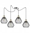 Lampa wisząca typu pająk, 4 druciane czarne klosze metalowe 18 cm ze złotym wykończeniem, E27 LIGHT HOME