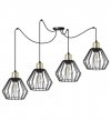 Lampa wisząca typu pająk, 4 druciane czarne klosze metalowe 18 cm ze złotym wykończeniem, E27 LIGHT HOME