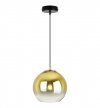 Lampa wisząca ze szklanym kloszem złotym w kształcie kuli 20 cm, okrągła podsufitka 10 cm, E27 LIGHT HOME