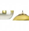 Lampa wisząca na okrągłej podsufitce 30 cm, 3 klosze szklane złote kule 20 cm, E27 LIGHT HOME