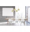 Lampa wisząca na szerokiej prostokątnej listwie 80 cm, 4 klosze szklane złote kule 20 cm, E27 LIGHT HOME