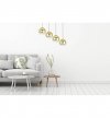 Lampa wisząca na szerokiej prostokątnej listwie 80 cm, 4 klosze szklane złote kule 20 cm, E27 LIGHT HOME