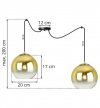 Lampa wisząca typu pająk, 2 klosze szklane złote kule 20 cm, E27 LIGHT HOME