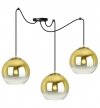 Lampa wisząca typu pająk, 3 klosze szklane złote kule 20 cm, E27 LIGHT HOME