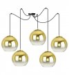 Lampa wisząca typu pająk, 5 kloszy szklanych złotych kul 20 cm, E27 LIGHT HOME