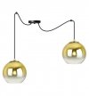 Lampa wisząca typu pająk, 2 klosze szklane złote kule 15 cm, E27 LIGHT HOME