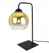 Lampa stołowa z czarnym, metalowym stelażem i złotym kloszem ze szkła w kształcie kuli 15 cm, E27 LIGHT HOME