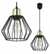 Lampa wisząca zwis, druciany czarny klosz metalowy 18 cm ze złotym wykończeniem, podsufitka 6 cm, E27 LIGHT HOME