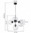 Lampa Wisząca Sufitowa z Regulacją, Żyrandol Czarny, Bezbarwne Klosze, E14 LIGHT HOME