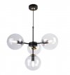 Lampa Sufitowa z Regulacją Wysokości, Żyrandol Czarny, Bezbarwne Klosze, E14 LIGHT HOME