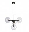 Lampa Sufitowa z Regulacją Wysokości, Żyrandol Czarny, Bezbarwne Klosze, E14 LIGHT HOME