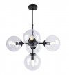 Lampa Wisząca Sufitowa Styl Loftowy, Żyrandol Czarny, Bezbarwne Klosze, E14 LIGHT HOME