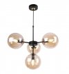 Lampa Sufitowa z Regulacją Wysokości, Żyrandol Czarny, Miodowe Klosze, E14 LIGHT HOME