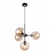 Lampa Sufitowa z Regulacją Wysokości, Żyrandol Czarny, Miodowe Klosze, E14 LIGHT HOME