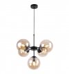 Lampa Wisząca Sufitowa Styl Loftowy, Żyrandol Czarny, Miodowe Klosze, E14 LIGHT HOME