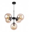 Lampa Wisząca Sufitowa Styl Loftowy, Żyrandol Czarny, Miodowe Klosze, E14 LIGHT HOME