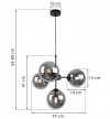 Lampa Wisząca Sufitowa z Regulacją, Żyrandol Czarny, Grafitowe Klosze, E14 LIGHT HOME