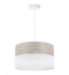 Lampa wisząca WOOD, biały abażur loft z dodatkiem dębowego forniru, 35cm