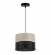Lampa sufitowa WOOD, pojedynczy czarny abażur z fornirem dębowym, 20cm