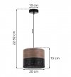 Lampa sufitowa WOOD, pojedyczny abażur 20cm z eleganckim fornirem orzechowym