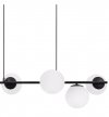 Lampa sufitowa SIENA, czarny żyrandol molekularny z białymi kloszami, gwint E14