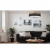 Lampa typu plafon WOOD, sufitowa, 40cm, czarny abażur, złoty fornir dębowy