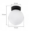 Lampa sufitowa typu kinkiet ALTA, czarny plafon, biała kula, chromowane akcenty, E14