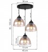 Lampa wisząca VENICE, żyrandol, czarna listwa z miodowymi kloszami, do kuchni, jadalni