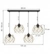 Lampa wisząca STELLA, sufitowa, czarna listwa ze złotymi kloszami, nowoczesna, nad stół, 4xE27