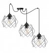 Lampa wisząca typu pająk STELLA, sufitowa, czarny długi żyrandol loft, srebrne klosze chrom, potrójny
