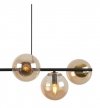 Lampa sufitowa SIENA, czarny żyrandol listwa ze złotymi dodatkami, szklane miodowe kule loft, E14
