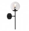 Lampa ścienna SIENA, czarny kinkiet ścienny sufitowy, plafon loft z przezroczystym szklanym kloszem, kula