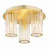 LAMPA SUFITOWA PLAFON ZŁOTY MOSIĄDZ SZCZOTKOWANY 30CM ZE SZKLANYMI KLOSZAMI W STYLU GLAMOUR DO SALONU SYPIALNI KUCHNI HAMPTON 6304