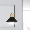 LAMPA WISZĄCA CZARNA METALOWA NAD STÓŁ Z DREWNEM EMIBIG ROWEN 1 BLACK