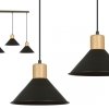 LAMPA WISZĄCA CZARNA METALOWA NAD STÓŁ Z DREWNEM EMIBIG ROWEN 3 BLACK
