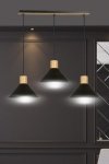 LAMPA WISZĄCA CZARNA METALOWA NAD STÓŁ Z DREWNEM EMIBIG ROWEN 3 BLACK