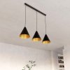 LAMPA WISZĄCA METALOWA CZARNA NAD STÓŁ DO JADALNI KUCHNI NAD WYSPĘ EMIBIG REBEL 3 BLACK/GOLD oprawa oświetleniowa