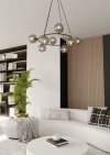LAMPA WISZĄCA NA KOLE SZKLANE KULE DO SALONU EMIBIG AZURA 7 BL GRAFIT oprawa oświetleniowa