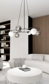 LAMPA WISZĄCA CZARNA KULE DO SALONU LIBRA 6 BL MIX oprawa oświetleniowa