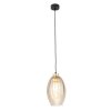 TK LIGHTING SEBO 4633 LAMPA WISZĄCA CZARNO ZŁOTA BURSZTYNOWY KLOSZ