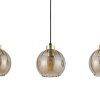 TK LIGHTING DEVI AMBER 4638 LAMPA WISZĄCA LISTWA CZARNO ZŁOTA KLOSZE SZKLANE BURSZTYNOWE